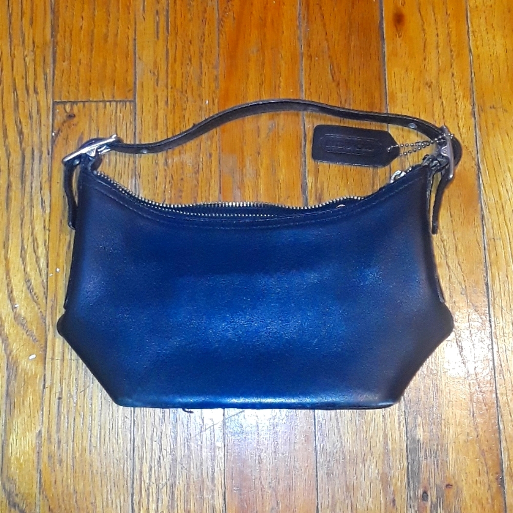 Coach Black Leather Mini Hang Bag 9x5